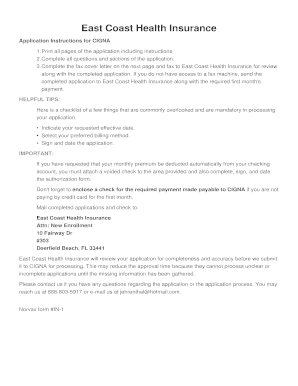 CIGNA Georgia Health Insurance Application