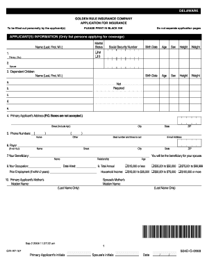 Delaware Golden Rule Insurance Application