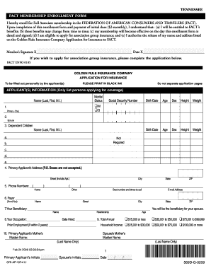 Tennessee FACT Membership Enrollment Form