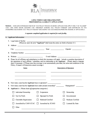 Professional Liability Application