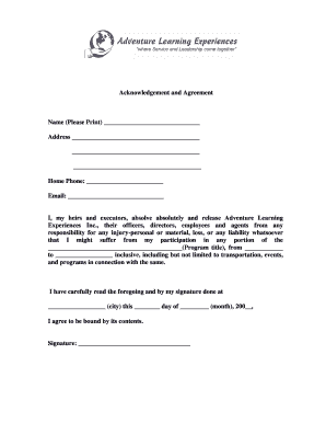 Adventure Learning Release Form