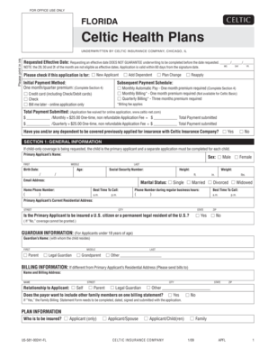 Florida Health Insurance Application