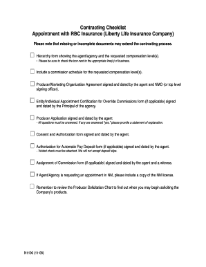 Liberty Life Insurance Agent Appointment Checklist