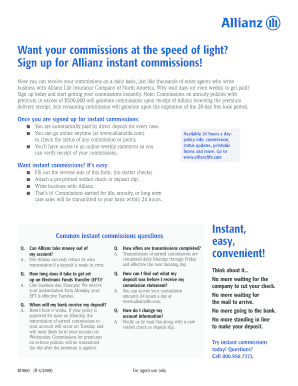 Allianz Instant Commissions Form