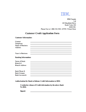 Customer Credit Application Form