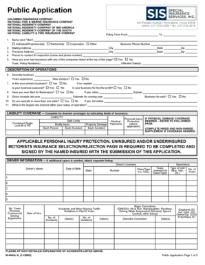 Public Application for Insurance