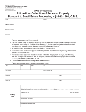 Colorado Small Estate Affidavit