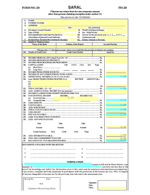 Income Tax Return Form 2D