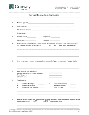 General Contractors Application