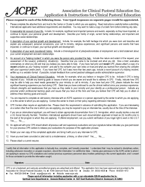 Clinical Pastoral Education Application