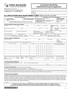 Iowa Bankers Benefit Plan Health/Dental Insurance Application