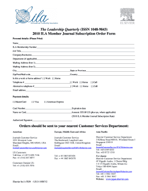 2010 ILA Member Journal Subscription Order Form