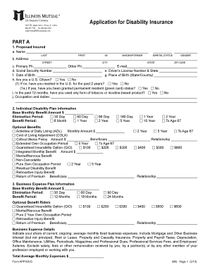 Disability Insurance Application Form