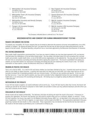 Wisconsin HIV Testing Consent Form