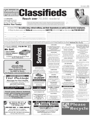 Colorado Classified Ad Form