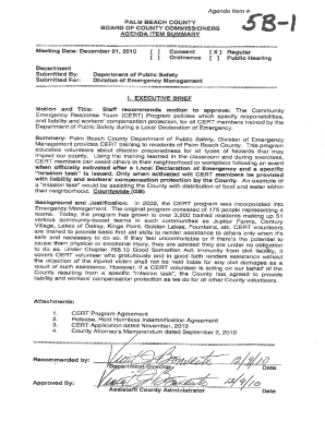 Palm Beach County CERT Program Agreement