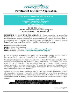 Paratransit Eligibility Application