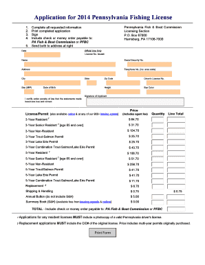 Pennsylvania Fishing License Application