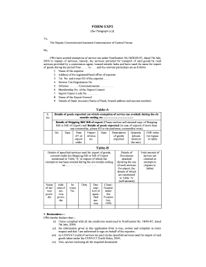 Service Tax Exemption Form