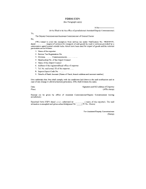 Service Tax Exemption Form EXP1