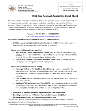 Child Care Assistance Renewal Application