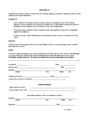 Housing Choice Voucher Portability Request Form