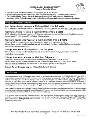 Fort Collins Housing Authority Application