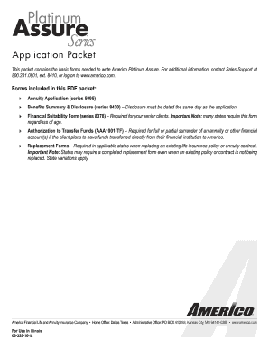 Americo Platinum Assure Annuity Application
