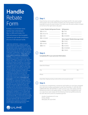 U-Line Handle Rebate Form