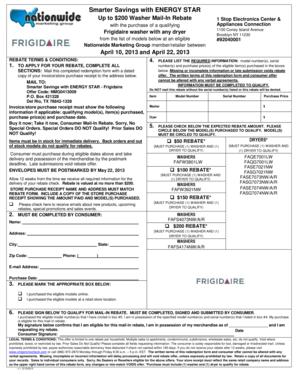 ENERGY STAR Washer Mail-In Rebate Form