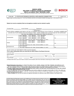 Bosch Delivery & Installation Allowances Rebate Form