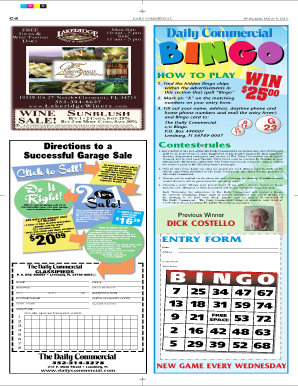 Daily Commercial Bingo Entry Form