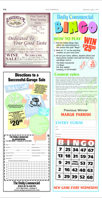 Daily Commercial Bingo Entry Form