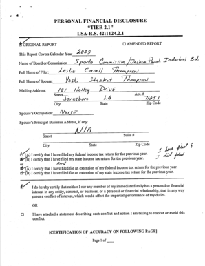 Louisiana Personal Financial Disclosure Form