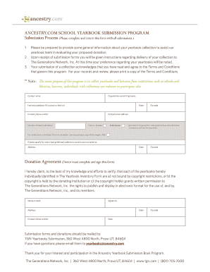 Ancestry Yearbook Submission Program Terms