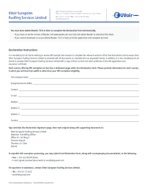 Fuel Declaration Form