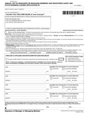 Nevada LLC Annual List and Business License Application