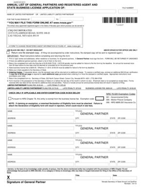 Nevada Annual List of General Partners