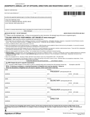 Nevada Secretary of State Annual List Nonprofit