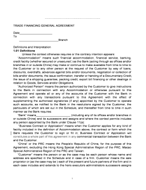 Trade Financing General Agreement