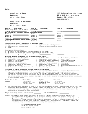Credit Application Adverse Action Notice