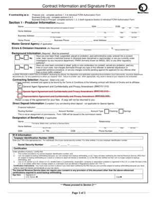 Mutual of Omaha Contract Information and Signature Form