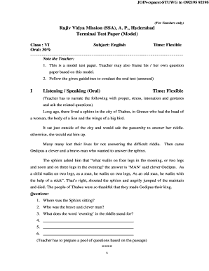Rajiv Vidya Mission Model Test Paper
