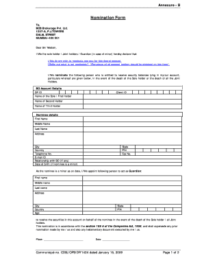 Nomination Form for Demat Account