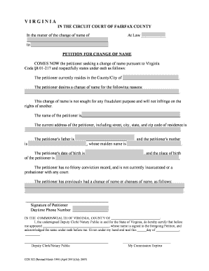 Virginia Petition for Change of Name