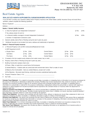 Real Estate Agents Supplemental Businessowners Application