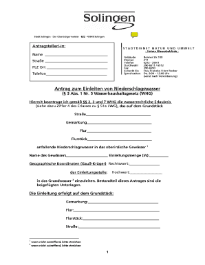 Antrag zum Einleiten von Niederschlagswasser - solingende