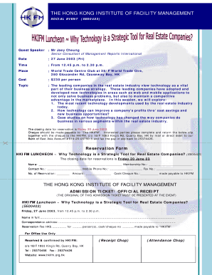 Pnb letterhead - THE HONG KONG INSTITUTE OF FACILITY MANAGEMENT SOCIAL EVENT (SE00403) Guest Speaker : Mr Joey Cheung Senior Consultant of Management Reports International Date : 27 June 2003 (Fri) Time : From 12 - hkifm org