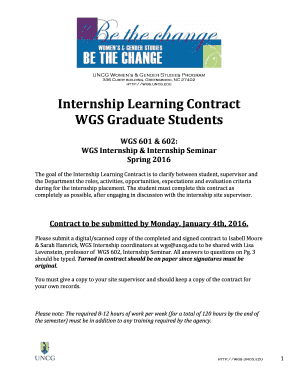 Internship Learning Contract bWGSb Graduate Students - wgs uncg