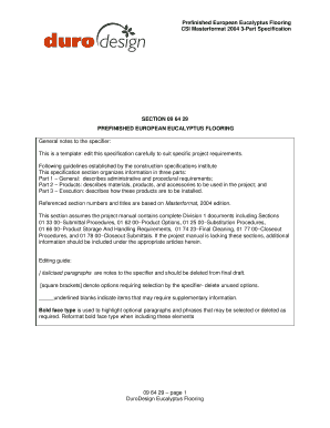 Construction specifications example pdf - DuroDesign Eucalyptus Flooring Specification 3-part csi masterformat Eucalyptus Flooring Specification